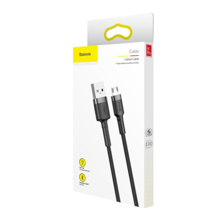 USB kabelis Baseus Cafule microUSB 1.0m 2.4A pilkas-juodas