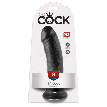 Pipedream King Cock Model 8" Black - Anatomically Shaped, Suction Cup