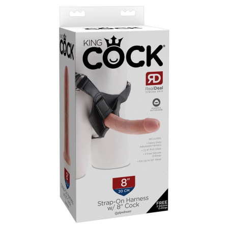King Cock 8" Strap-On System with Removable Anatomical Model, Black