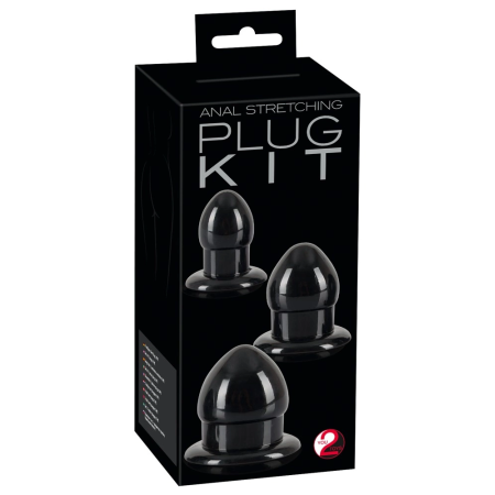 You2Toys Anal Trainer Plug Set Black TPR, 3 Sizes, Easy-Insert Design