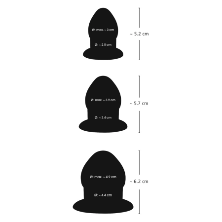 You2Toys Anal Trainer Plug Set Black TPR, 3 Sizes, Easy-Insert Design