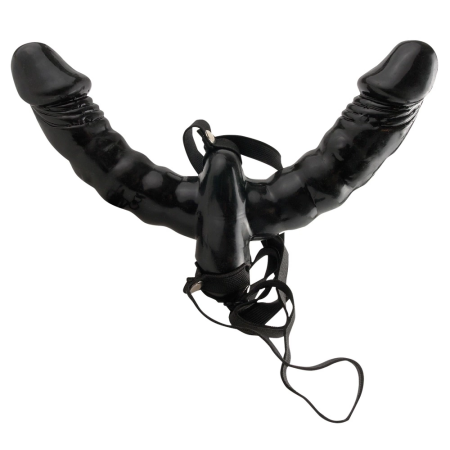 Fetish Fantasy Double Delight Strap-On Vibrating System, Black, 15 cm