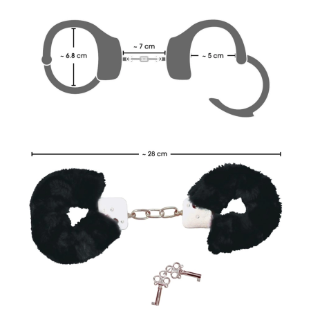 You2Toys Metal Handcuffs Black with Soft Removable Plush Cover