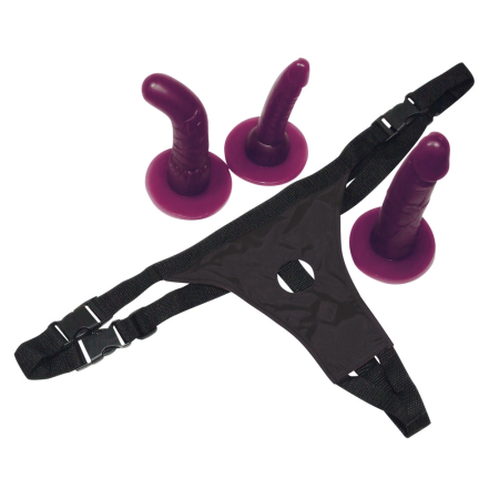Bad Kitty Adjustable Strap-On Set Purple, 3 Interchangeable Attachments