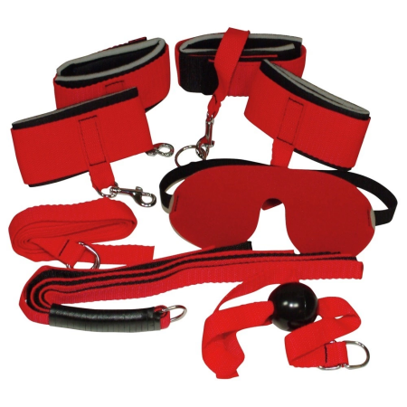 Bad Kitty Red Giant 8-Piece Bondage Kit with Adjustable Cuffs