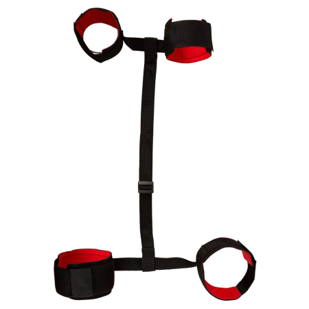 You2Toys Soft Adjustable Handcuffs & Ankle Cuffs Set with Strap, Black