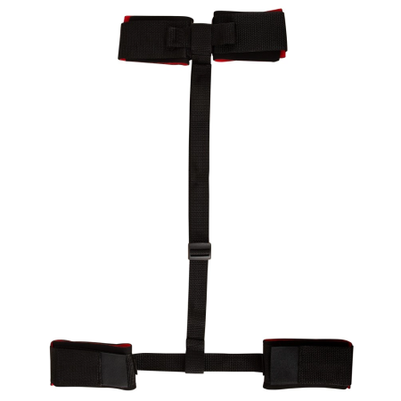 You2Toys Soft Adjustable Handcuffs & Ankle Cuffs Set with Strap, Black