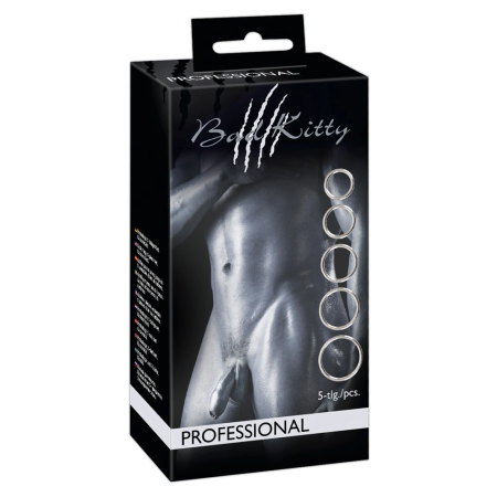 Bad Kitty Professional 5-Piece Metal Ring Set - Polished Carbon Steel