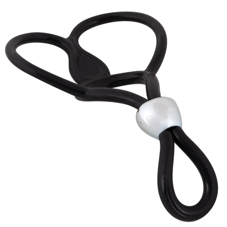 You2Toys Adjustable Triple Ring System Black Silicone 13cm