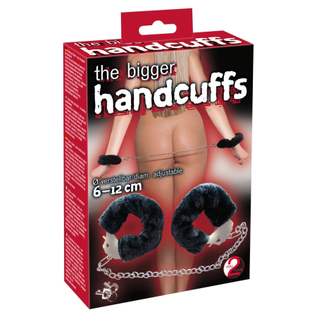 You2Toys Adjustable Furry Handcuffs with Removable Plush 44cm Chain Black