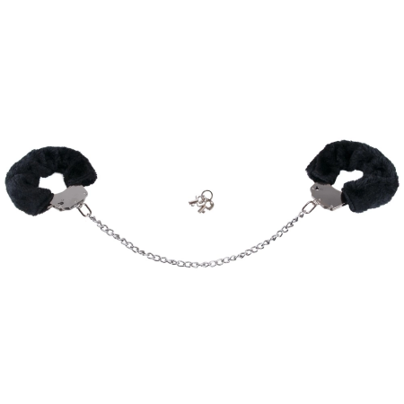 You2Toys Adjustable Furry Handcuffs with Removable Plush 44cm Chain Black