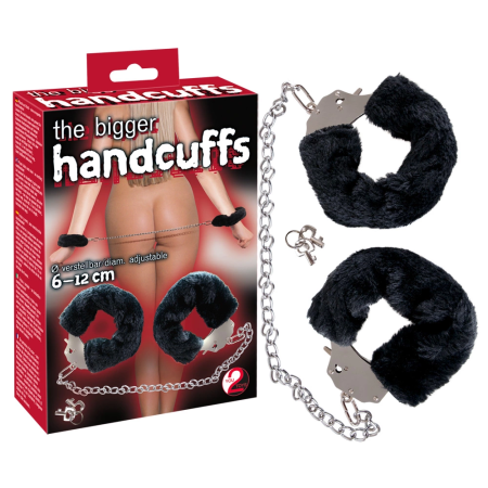 You2Toys Adjustable Furry Handcuffs with Removable Plush 44cm Chain Black