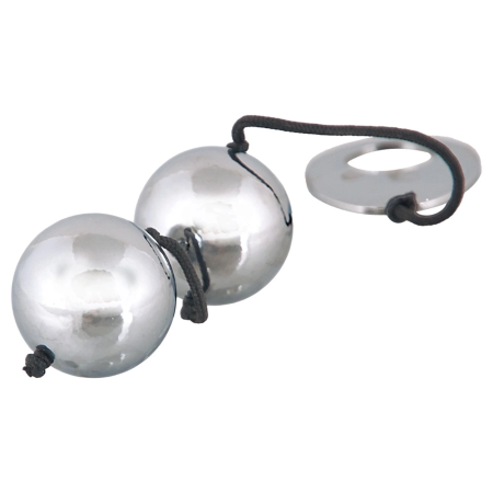 You2Toys Steel Silver Kegel Balls with Retraction Ring 3cm 2pcs