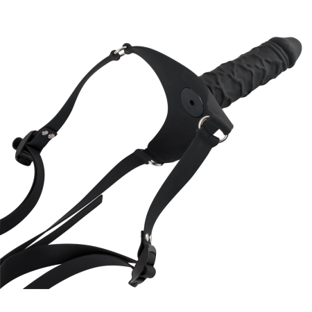 You2Toys Silicone Strap-On Adjustable Black 17cm Harness System