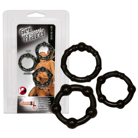 Svenjoyment Get Hard Black Silicone Ring Set 3-Piece Adjustable