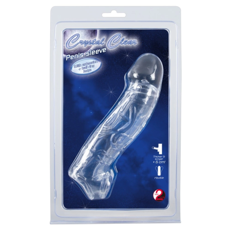 Crystal Clear Extension Sleeve with Ball Support - 23 cm, Transparent TPE