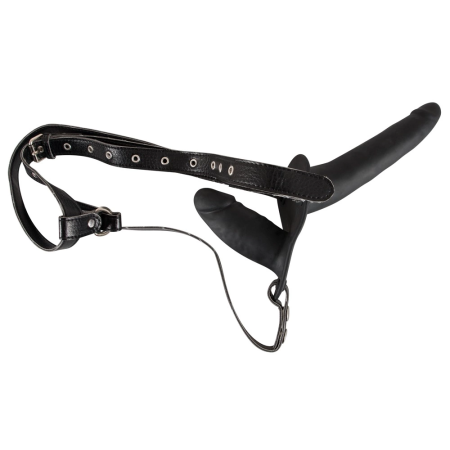 You2Toys Double Black Silicone Strap-On Adjustable Harness Set