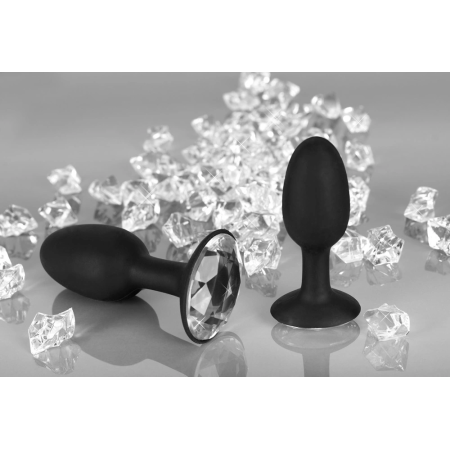 You2Toys Anal Plug S Black Silicone with Decorative Gem 8.5cm