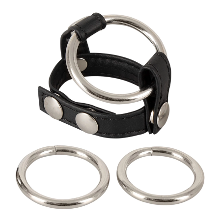 You2Toys Adjustable Black Strap System with 3 Metal Rings 21cm