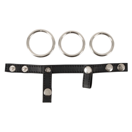 You2Toys Adjustable Black Strap System with 3 Metal Rings 21cm