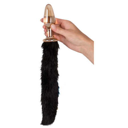You2Toys Glass Intimate Accessory with Faux Fur Tail, 12 cm, Gold-Transparent
