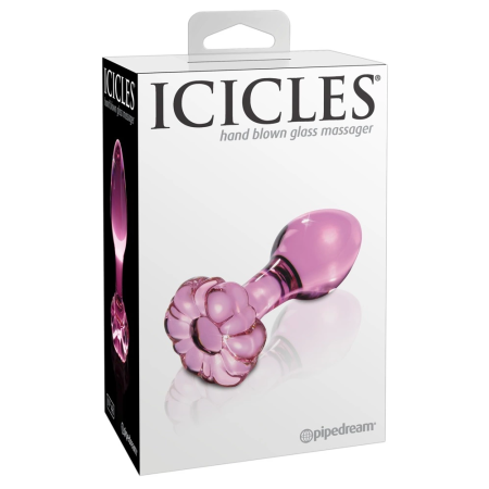 Icicles No. 48 Glass Plug with Decorative Flower Stopper, 8.9 cm