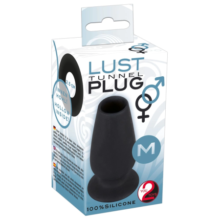 You2Toys Lust Tunnel Plug M Silicone Hollow Plug Black 10 cm