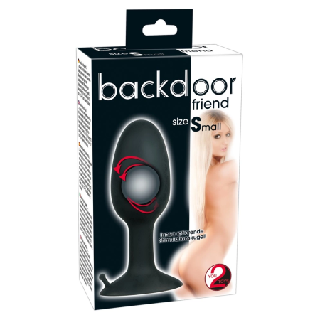 You2Toys Small Silicone Plug with Rotating Ball, Black, 8 cm