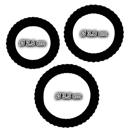Lust 3 Silicone Intimate Rings Set Black - 3 Sizes