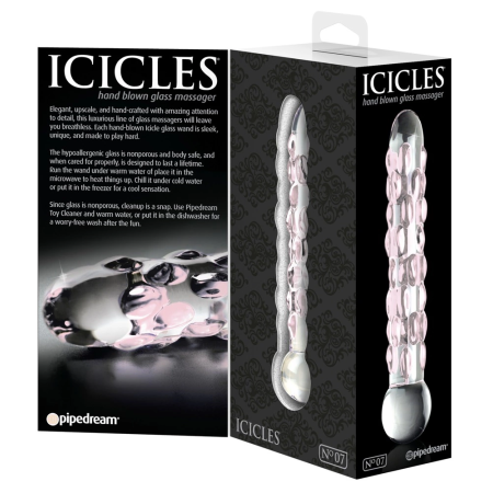 Pipedream Icicles No. 7 Glass Massage Rod with Textured Surface 17.8 cm