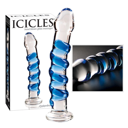 Pipedream Icicles No. 5 Glass Massage Tool Spiral Pattern 18.5cm