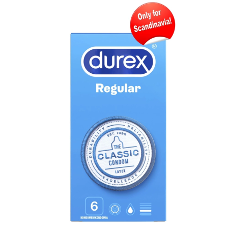 Durex Regular 6-Pack Natural Latex Transparent Condoms 56mm
