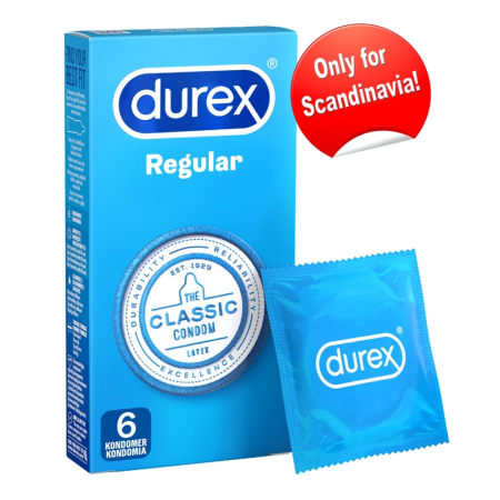 Durex Regular 6-Pack Natural Latex Transparent Condoms 56mm