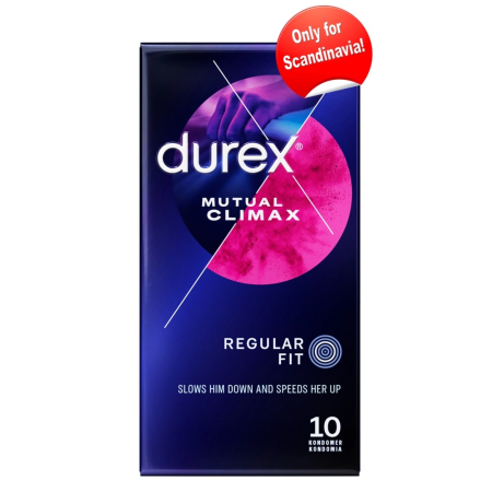 Durex Mutual Climax 10-Pack Grooved & Dotted Latex Condoms Easy-On Fit