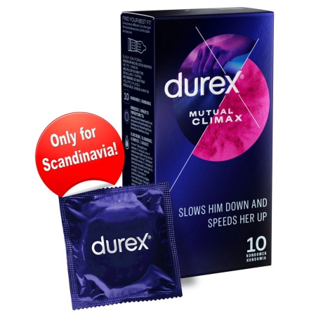 Durex Mutual Climax 10-Pack Grooved & Dotted Latex Condoms Easy-On Fit