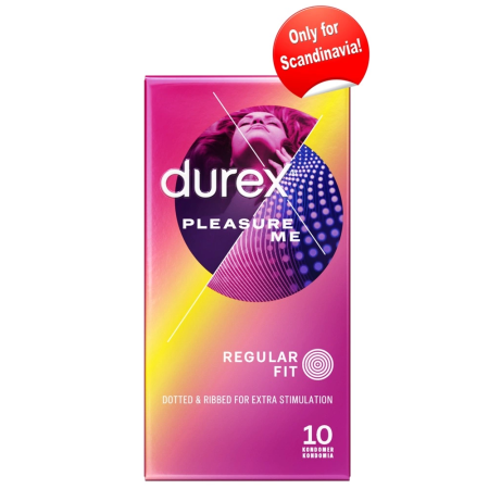Durex Pleasure Me Condoms 10 pcs - Dotted & Ribbed, Silicone Lubricated