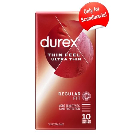 Durex Feel Ultra Thin 10 pcs - Extra Thin, Lubricated, Transparent Condoms