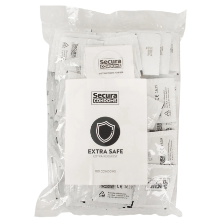 Secura Extra Safe 100pcs - Reinforced Transparent Latex System, 52mm