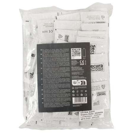 Secura Extra Safe 100pcs - Reinforced Transparent Latex System, 52mm
