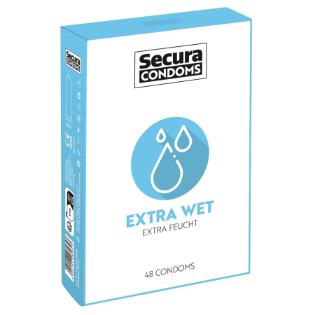 Secura Extra Wet 48pcs Intimate Protection, Enhanced Lubrication, Vegan