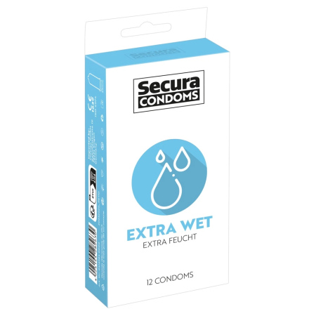 Secura Extra Wet 12pcs Silicone Coated Vegan Transparent Condoms