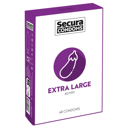Secura Extra Large Condoms 48pcs - Enhanced Comfort & Size, 60mm Width