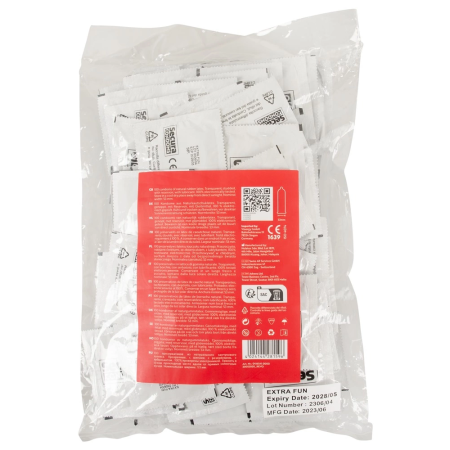 Secura Extra Fun 100pcs - Textured Vegan Condoms, Ribbed Surface, 52mm