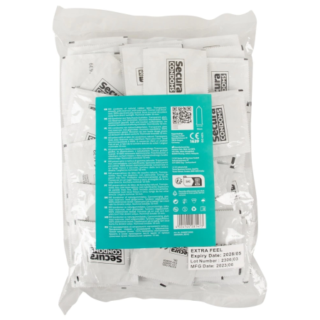 Secura Extra Feel 100pcs Ultra-Thin Transparent Vegan Condoms 52mm