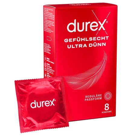Durex Gefuhlsecht Ultra Condoms 8 pcs - Extra Thin, 52 mm Width