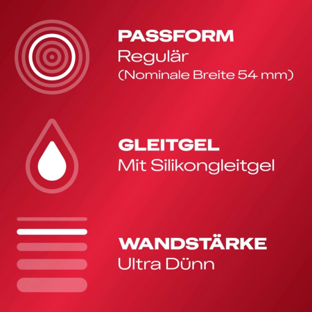 Durex Gefuhlsecht Ultra Condoms 8 pcs - Extra Thin, 52 mm Width