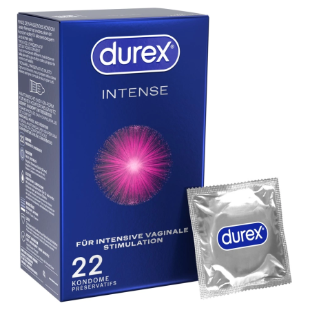 Durex Intense Orgasmic Condoms 22 pcs Mint Flavour Ribbed & Dotted 56mm