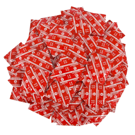 London Red 1000 pcs Strawberry Flavoured Lubricated Condoms 56mm