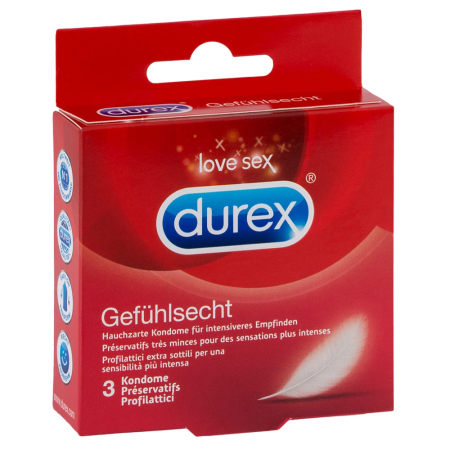 Durex Gefuhlsecht Ultra Thin Latex Condoms 3 pcs, 56 mm, Lubricated