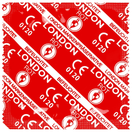 London Red Strawberry Flavour 100-Pack Condoms, Nominal Width 56mm